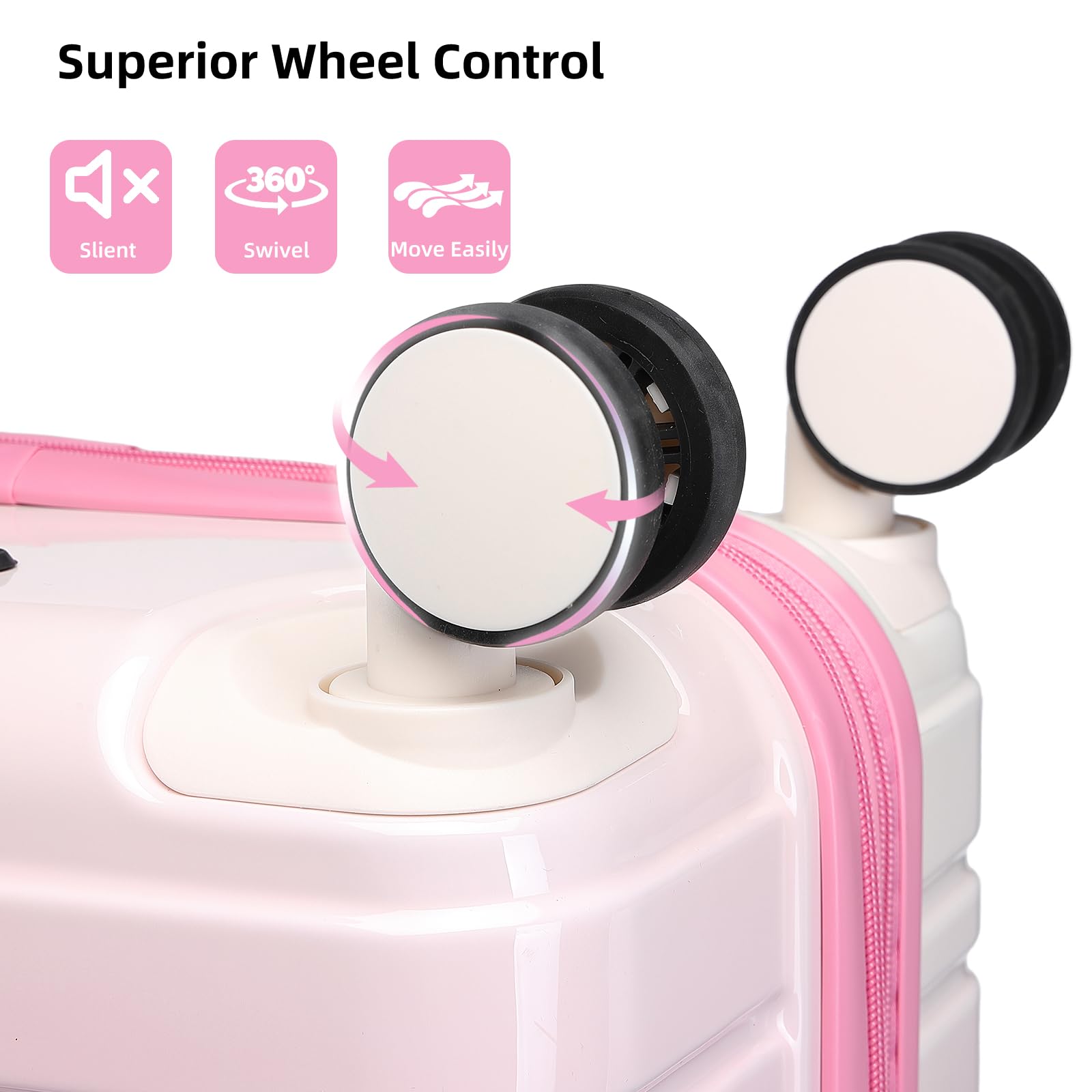 LARVENDER Luggage Sets 3 Piece, 20 Inch Carry on Luggage 22x14x9 Airline Approved Hardside PC+ABS Suitcase Set with Spinner Wheels TSA Lock, Lightweight Luggage Set for Women, Peach Sparkling
