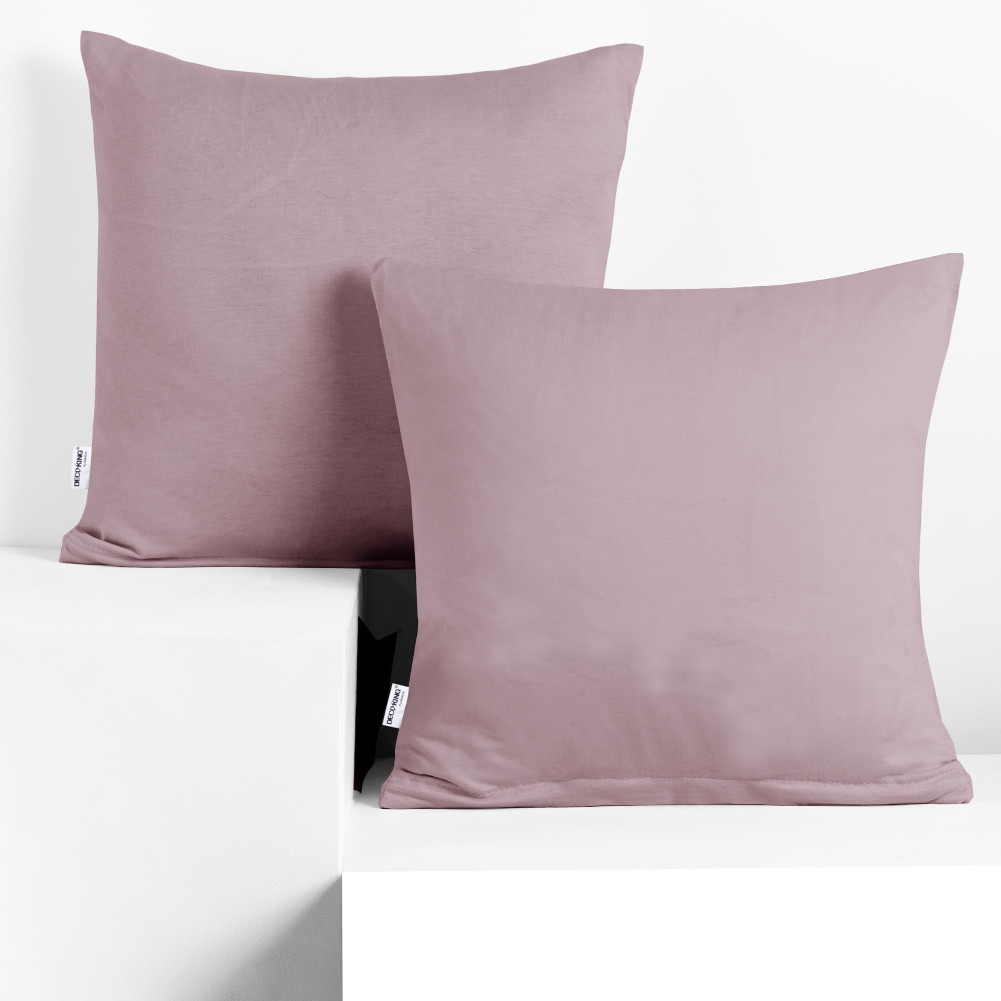 DecoKing 2 Pillowcases 50 x 50 cm Jersey 100% Combed Cotton Zip Heather Amber