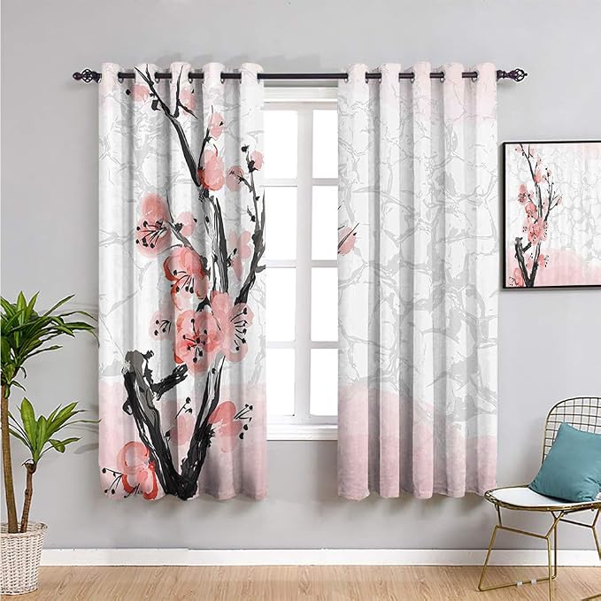 SONGDAYONE floral Blackout Curtain, Curtains 72 inch length japanese