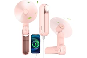 NONLOCK 4 IN 1 Portable Handheld Fan,Personal Foldable Cooling Fan, Mini Pocket Fan,Desk Fan,Hand Fan,Flashlight,Power Bank,Table Lamp,Camping Travel Beach Fan, Birthday Gifts for Women Mom(Pink)