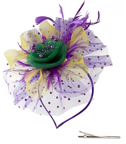 Fascinator Hat For Womens,mardi Gras Headband,mardi Gras Hat,fascinators 1744 SunnyPro Mardi Gras Accessories for Women Mardi Gras Outfit  main image 4