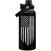 American Flag Water Bottle 32oz - SA Water Bottles Stainless Steel Insulated with Lid, America Gifts Ideas for Men Gym Sports Outdoor Workout