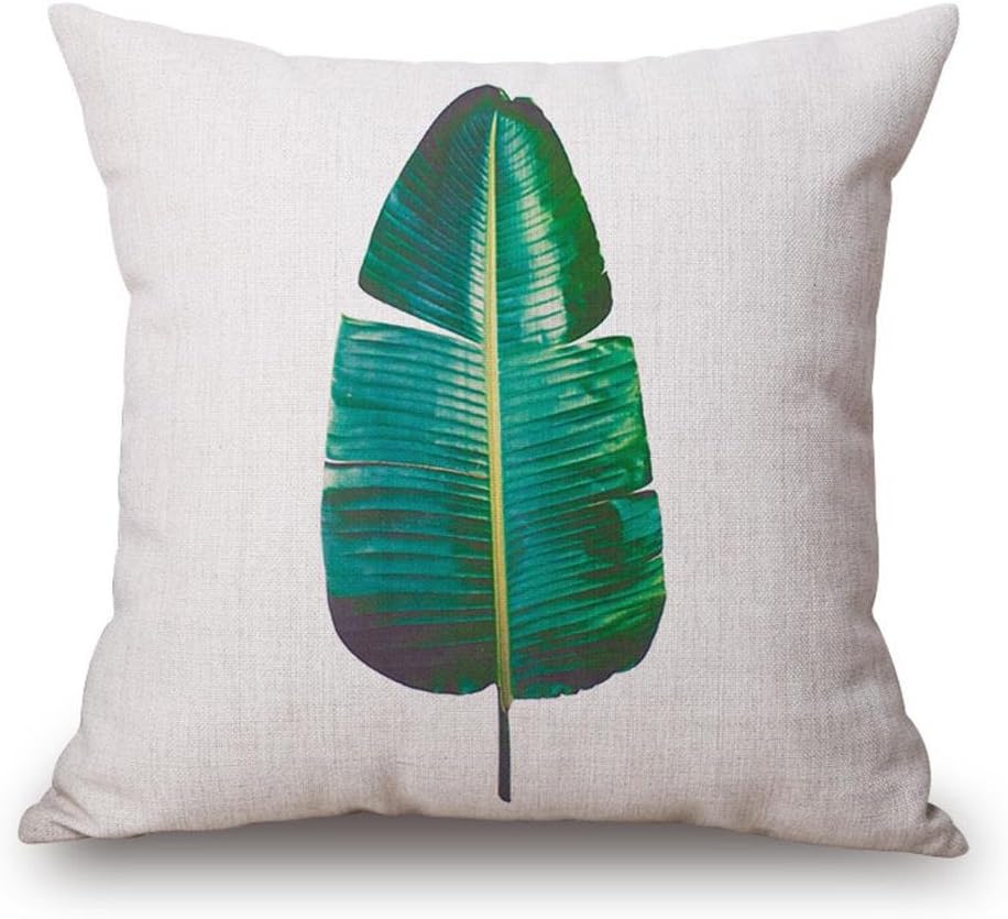 Yumin Tropical Plants Throw Pillow Case Cotton Blend Linen Cushion Pillow Case Square Cushion Cover 18x18 for Sofa,Bedroom, Home Decor