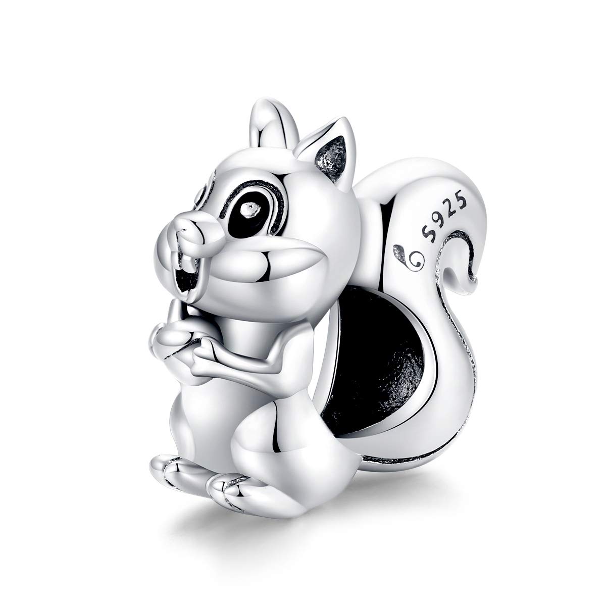 Women's Charm Beads 925 Sterling Silver Animal Charms For Bracelets and Necklace Compatible with Pandora European Bracelet Diy Jewellery (Squirrel Charm Bead)