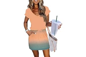 ETCYY NEW Womens Summer Dress Lantern Sleeve Square Neck Tie Back Flowy A-Line Double Layer Hem Mini Dress