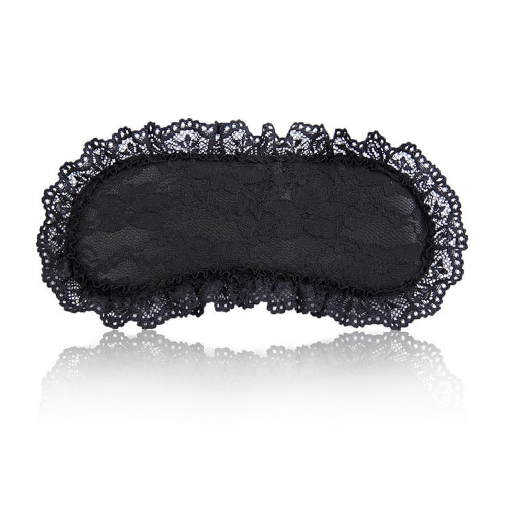 Photo 1 of 1 Pack Soft Lace Eye Mask with Adjustable Strap Satin Sleeping Mask Half Face Mask for Travel Meditation Halloween Costume Party Prom Ball, Black