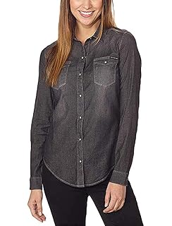 women's snap button denim shirt