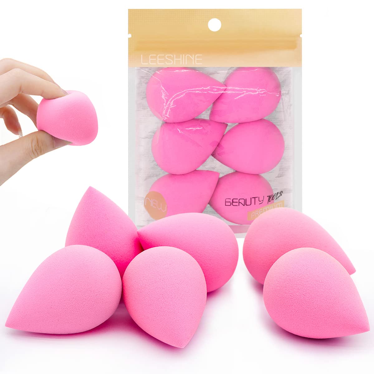 6 Pcs Makeup Blender Sponges Set - Soft Beauty Sponge Blending Blender for Foundation, Cream and Powder (Light-Pink)