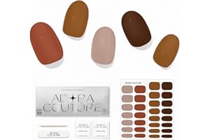 Adora Couture Semi Cured Gel Nail Strips Fall | 30pcs Earth Tone Matte Color Nail Wraps Kit for Women | Glaze Nail Strips | Fall Nail Art Gel Nail Stickers with UV Light Required (M.Earthy)