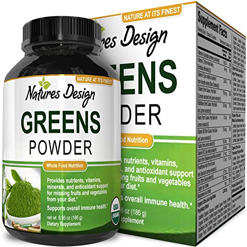 Superfood Greens Powder – Healthy Organic Blend – Energy Boost Supplement – Natural Gluten Free Dairy Free – Boost Immunity...