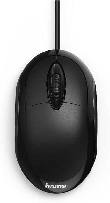 Mouse óptico hama com conexão usb, para canhotos e destros, cabo de 1,30 m, mouse mc-100 com cabo preto, cor preta