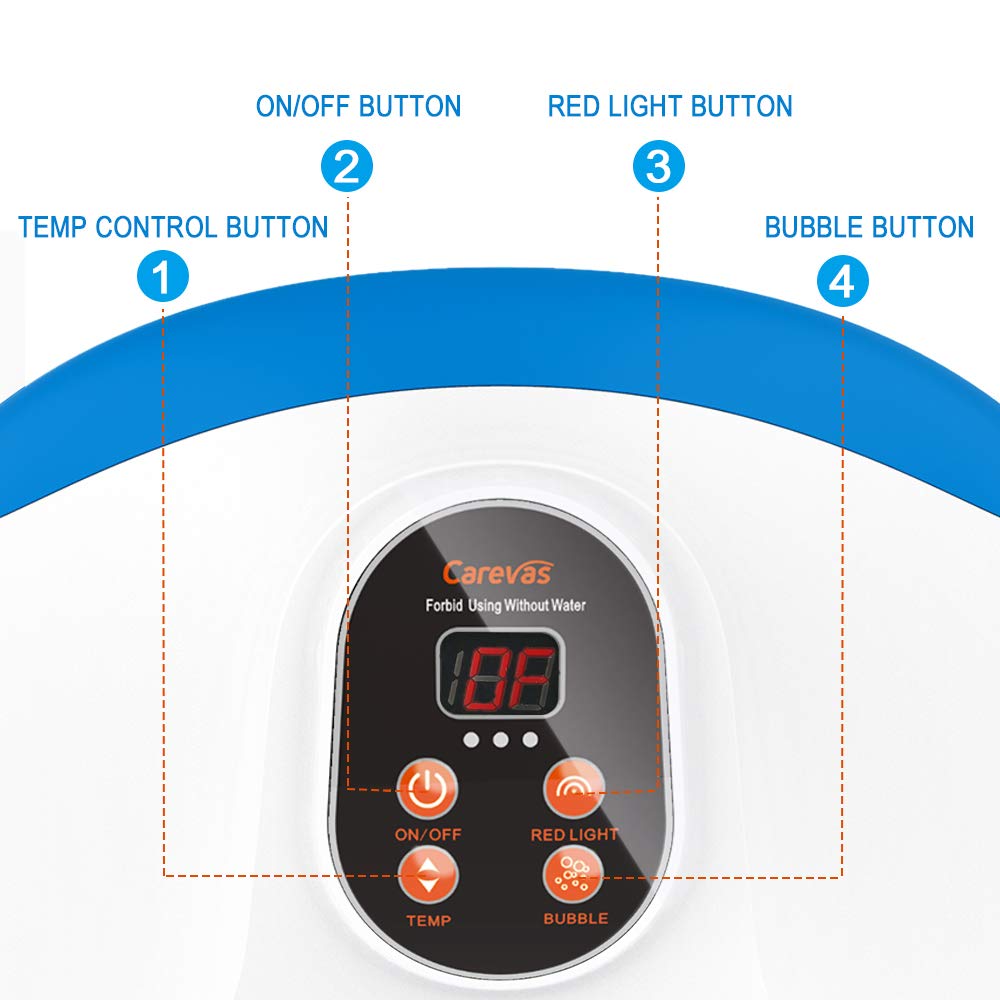 Carevas Foot Spa Massager, Heated Foot Bath with 14 Massaging Rollers, O2 Bubbles, Adjustable Temperature, Medicine Box for Tired Feet Stress Relief: Beauty