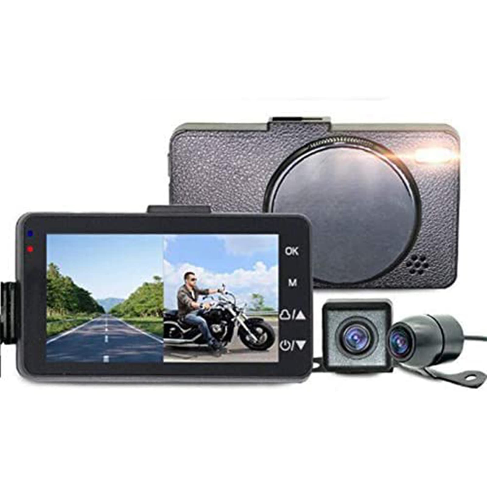 Boxonly Motorcycle Driving Recorder Waterproof Dual Lens Video HD 1080p Dash Cam Front and Rear Motorbike Camera