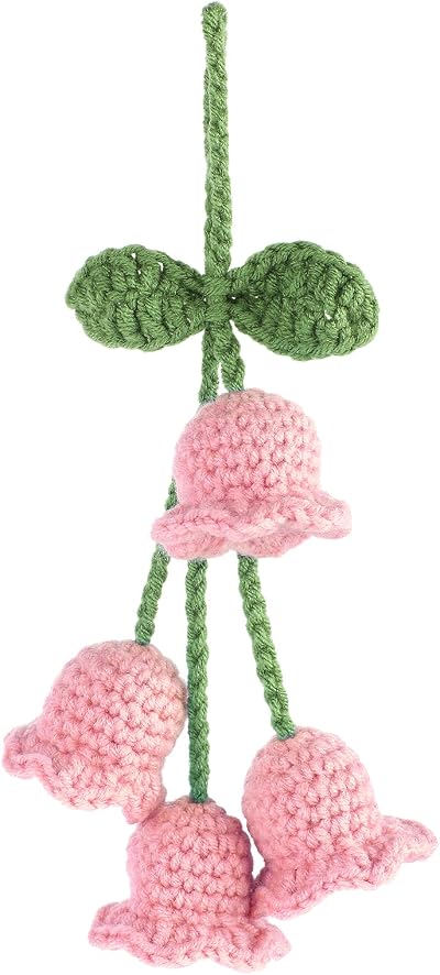 DIVINA VITAE Lily of the Valley Car Pendant Pink Handmade Rear View Mirror