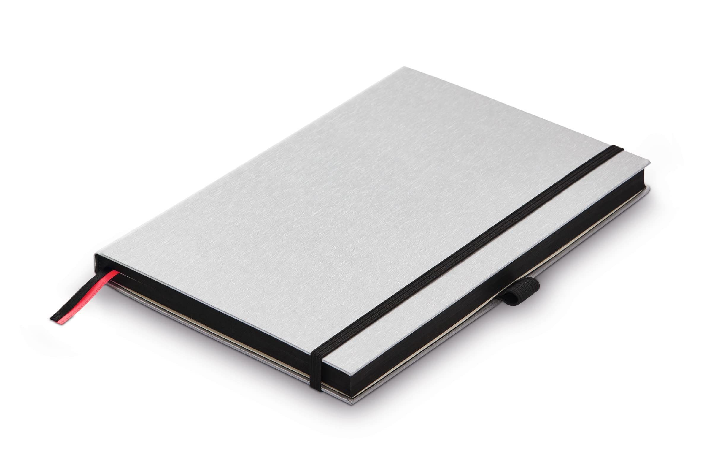 Lamy Paper blanco Hardcover A5 Notebook 810 – Format DIN A5 (145 x 210 mm) in Brushed Metal Look without Ruling, 192 Pages and Elastic Closure Strap