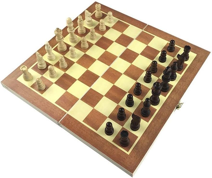 TX GIRL Chess Set Wooden Chess Pieces Board Game Folding