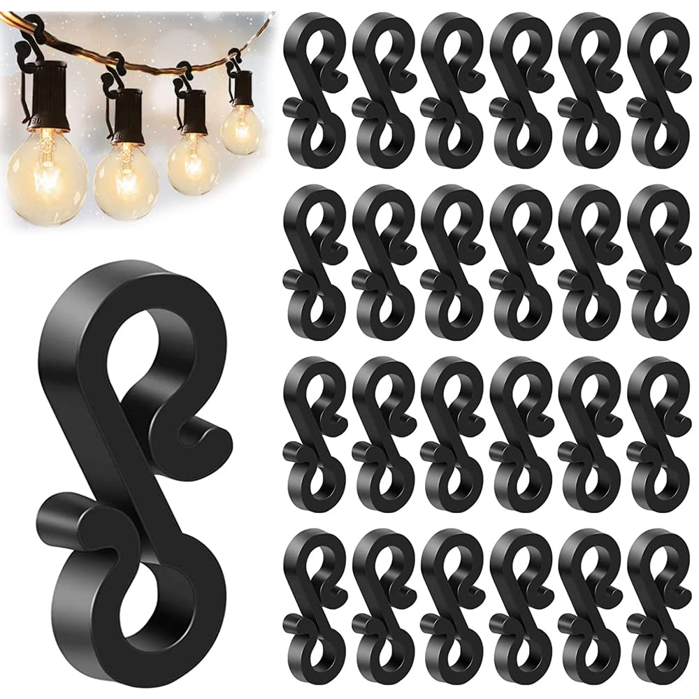 120Pcs Black Gutter Hooks, Mini Plastic Gutter Clips, Outdoor Light Hooks Clips for Hanging Christmas Tree Decorative Lights, Outside String Lights, Icicle Fairy Lights