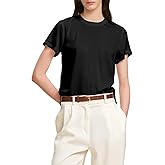MOLISILK Women 100% Silk Tee Shirts Short Sleeve Striped T-Shirt Summer Business Casual Mulberry Silk Tshirts Crewneck Tops