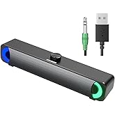 HPYLIF·H USB Computer Speakers,Wired PC Gaming Sound Bars with RGB Light,3.5 mm Jack AUX Plug in External Monitor Speaker for