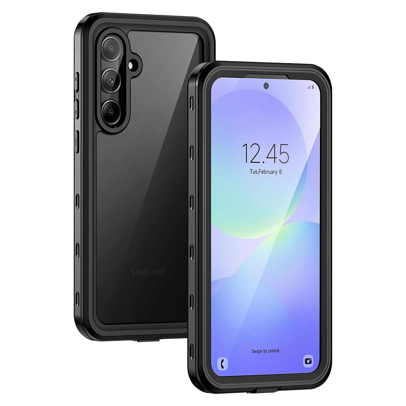 Photo 1 of Lanhiem for Samsung Galaxy A36 Phone Case, IP68 Waterproof Dustproof, Built-in Screen Protector, Rugged Full Body Shockproof Protective Cover for Samsung A36 6.7", Black
