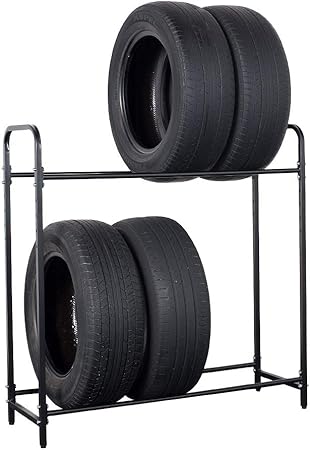 Amazon 八番屋 タイヤラック 1台 8本収納 カバー付き タイヤスタンド タイヤ 収納 保管 組立簡単 ブラック 105 34 103cm タイヤラック カバー 車 バイク