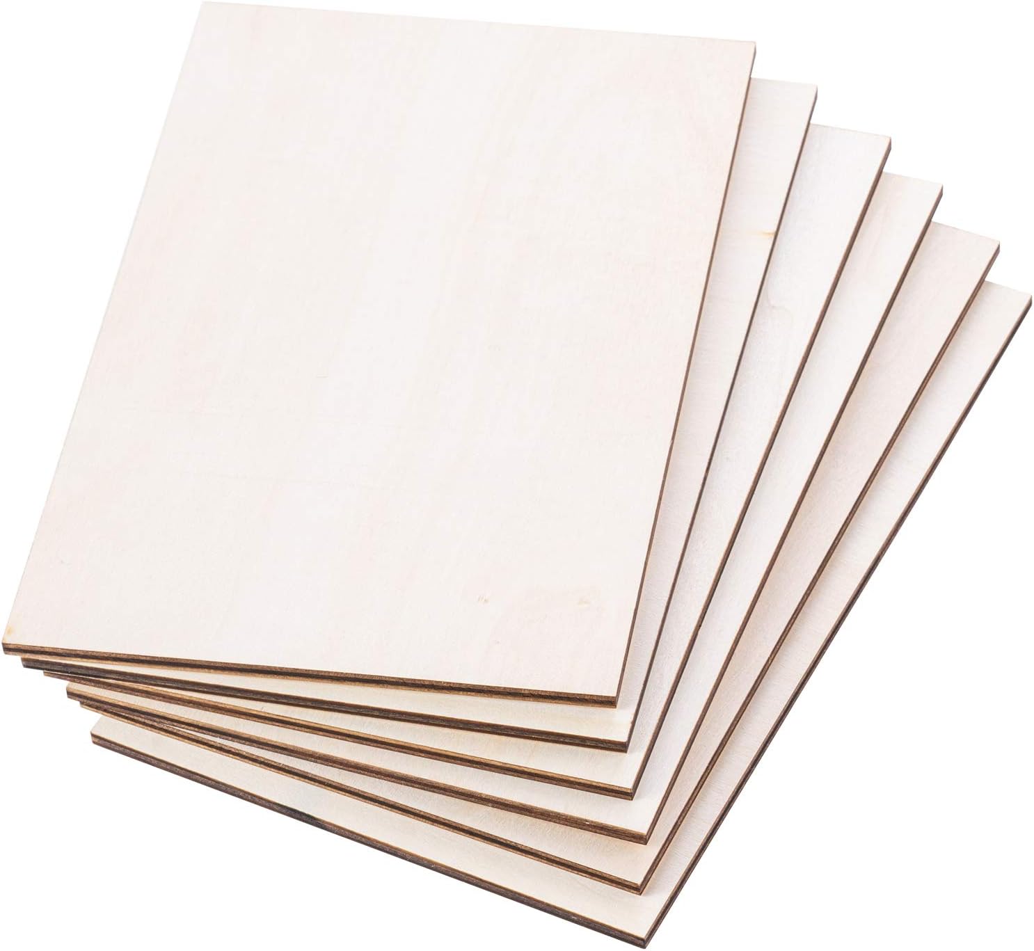 DECORKEY Unfinished Wood Sheets, 1/4"(6mm) Thick, 6PCS Balsa Wood Craft Board for DIY Model