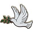 Ficsowy Peace Dove and Branches Enamel Pin, Pigeon Pin Animal Badge