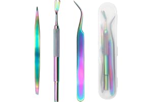 COITEK 3 in 1 Tick Remover Kit, Stainless Steel Tick Remover Tweezers Tools Set for Pet Dog, Cat, with Storage Box (Colorful)