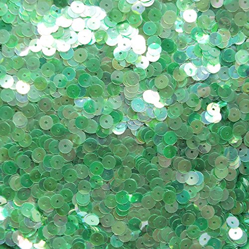 6mm Flat Round Sequins ~ Crystal Green Iris Rainbow Transparent ~ Made in USA. Loose paillettes for embroidery, bridal, applique, arts, crafts, and embellishment.