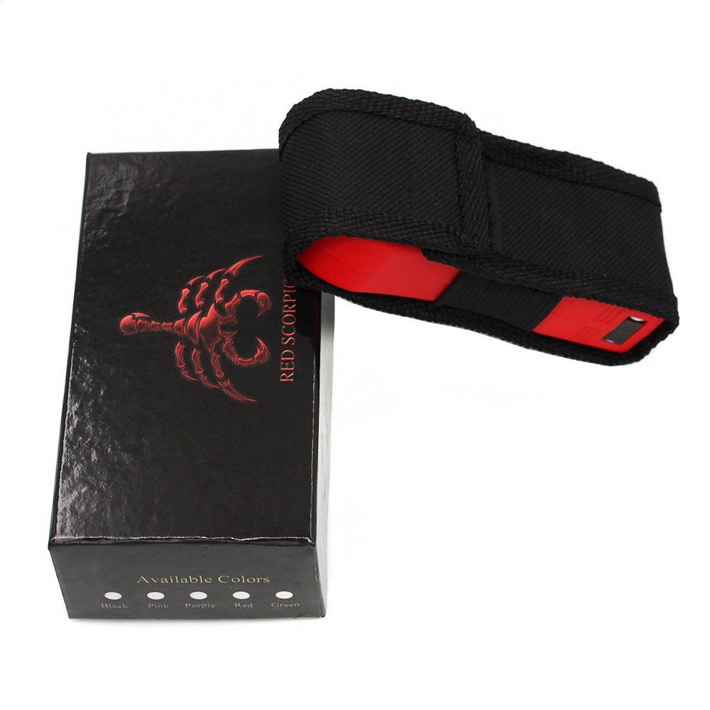 Red Scorpion Mini Stun Gun 398-600 Million Volts Rechargeable with LED Tactical Flashlight (Red)