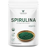 VELOTO Spirulina Powder, Spirulina Superfood Powder, Natural Antioxidants & Vitamins Supplement, Pure Vegan Protein for Immune Support, Non-GMO. Gluten-Free (16 Ounce (Pack of 1))