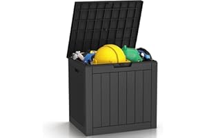 ComeWay 31 Gallon Outdoor Storage Box - Waterproof Resin Deck Box for Indoor & Outdoor Use, Lockable & UV Resistant Storage Bin for Package Delivery, Patio Cushions, Gardening Tools - Black