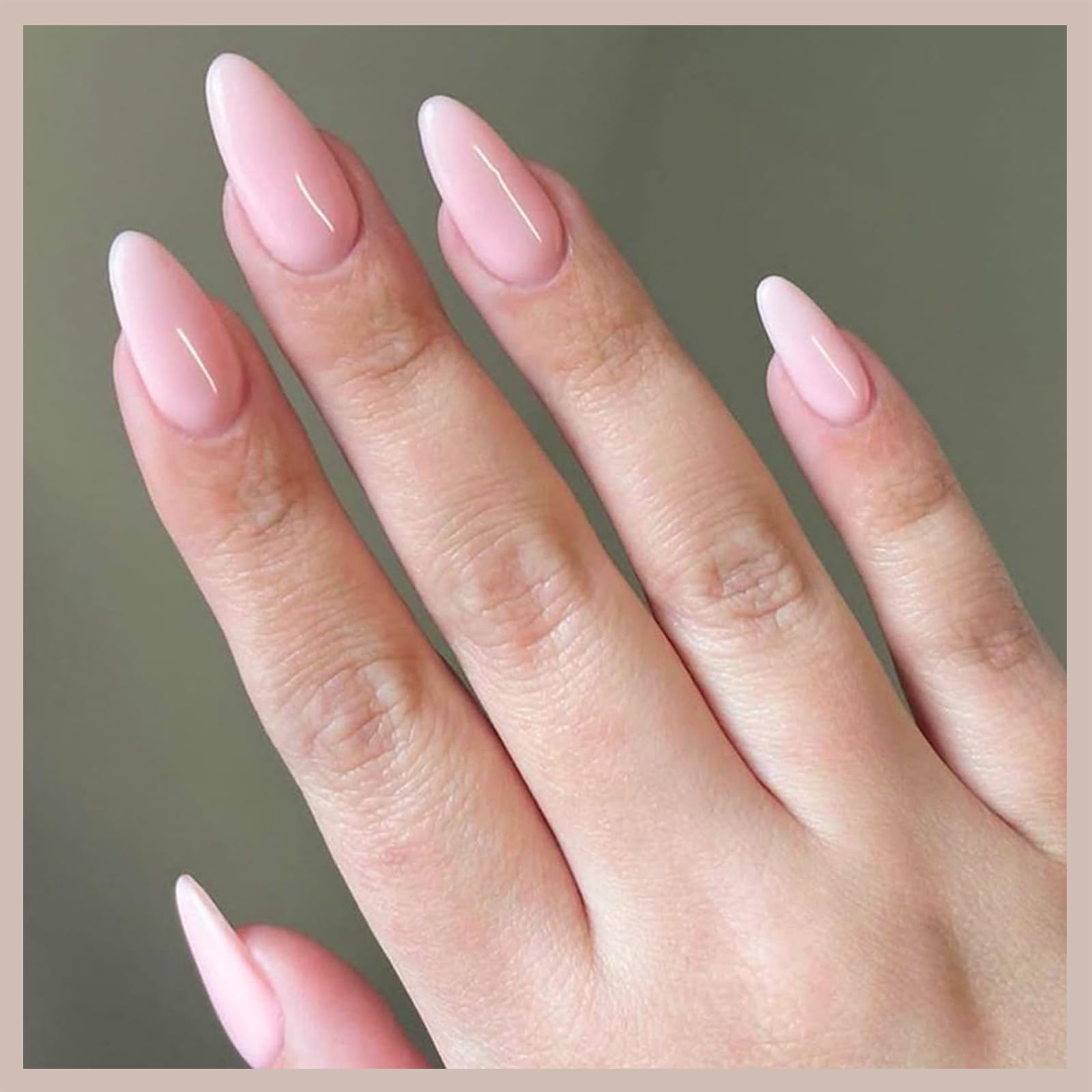 Short Press On Nails Kit - 30PCS Soft Gel Reusable Fake Nails in 15 Sizes, Includes Nail Glue - Almond, Oval Pointed Styles for Women - French Tip Neutral Shades - Image 4