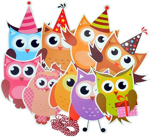 Amosfun Hibou Fete Danniversaire Banniere Drapeau Enfants Anniversaire Chouette Partie De Fete Sur Le Theme De La Decoration Fournit Decorations Decorations Et Accessoires De Fetes Centroarco Com