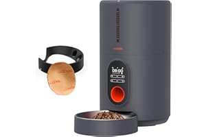 WOPET Automatic Cat Feeder 4L - Automatic Cat Food Dispenser with Programable 1-6 Meals, FT50 Automatic Dog Feeder with Stainless Bowl, Auto Cat Feeder with 10S Voice Recorder for Cat and Dog, Grey