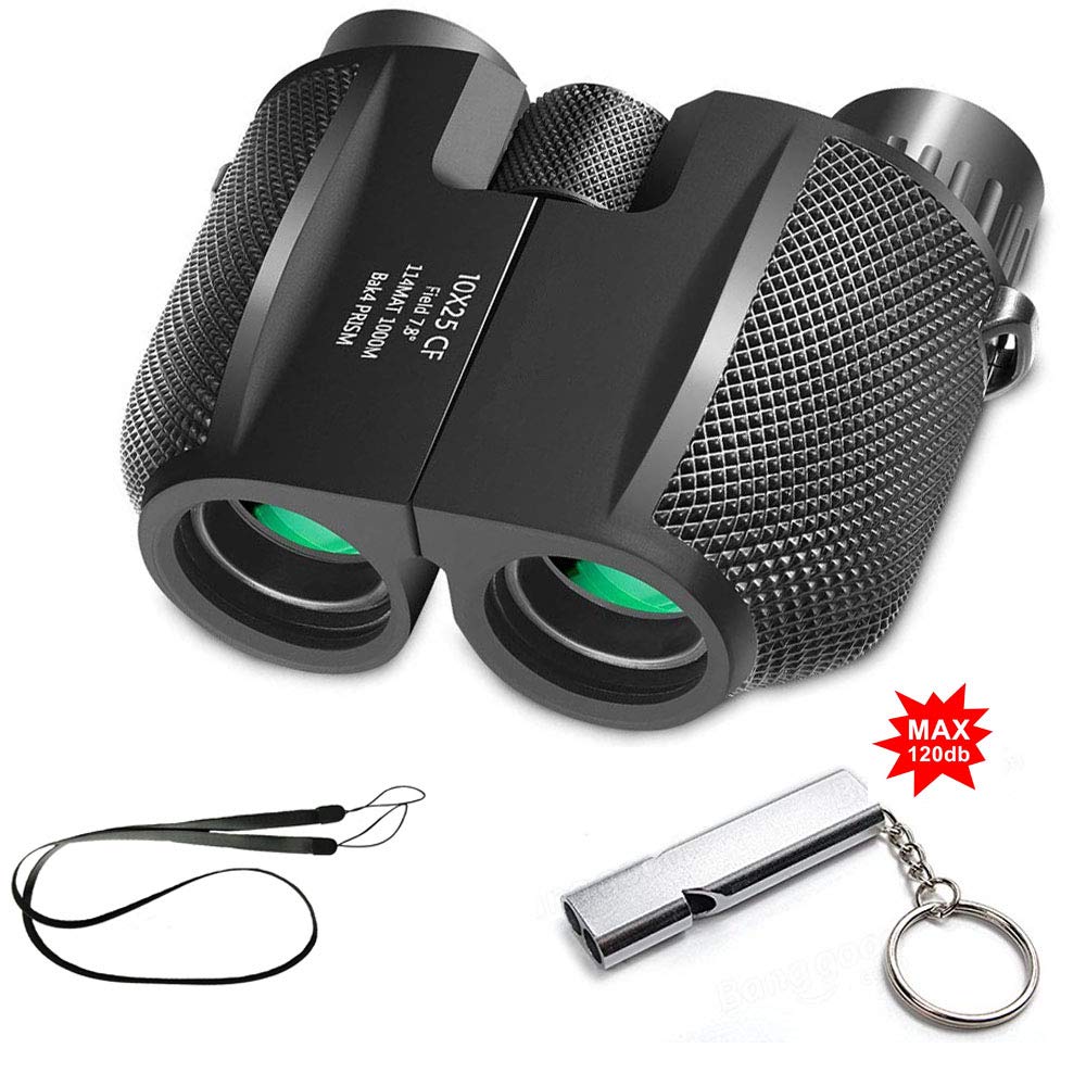 10x25 High Powered Binoculars with Weak Light Night Vision for Concert Theater Waterproof Compact Binocular Great for Bird Watching Hiking Traveling, Sightseeing Gift for Adults Kids Boys