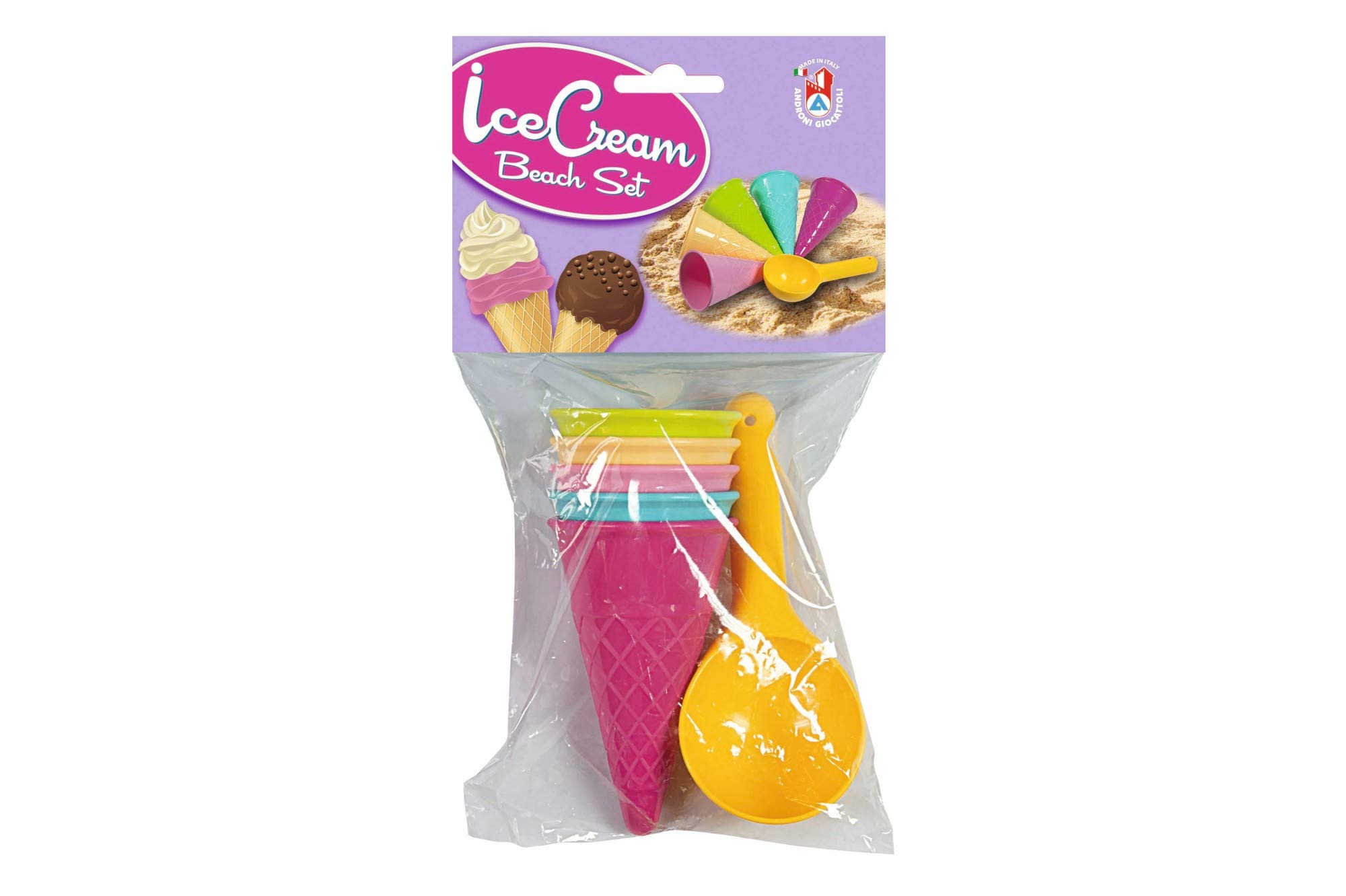 Simba Sandformen EIS – 6‑teiliges Sandspielzeug‑Set mit 5 Waffelformen & Portionierer, EIS‑Sandformen für Kinder, bunter Kunststoff, ca. 15 cm, ab 2 Jahren 5