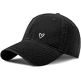 Pairxily Vintage Heart Embroidered Baseball Cap Distressed Adjustable Hat for Women Low Profile Dad Hats Unisex Cotton Cap