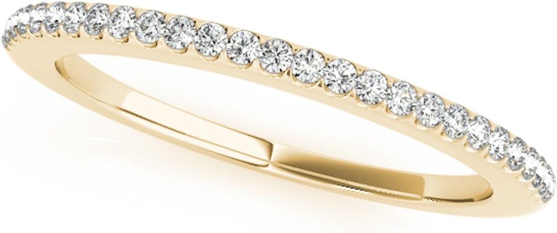 MauliJewels 0.14 Carat Halo Round Diamond Antique Wedding Band for Women | 14K Solid White Rose Yellow Gold |Lightweight Diamond Bridal/Engagement Jewelry Collection