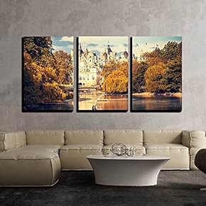 3 Piece Canvas Wall Art - St James Park in London, UK - Modern Home Art Stretched and Framed Ready to Hang - 16"x24"x3 Panels