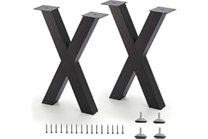 ALLCOS Bench Legs 16 Inch X-Shape Metal Bench Legs Sturdy Metal Coffee Table Legs, Set of 2, Black