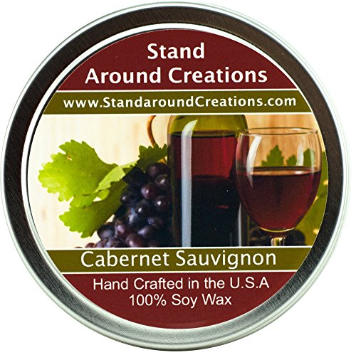 Premium 100% All Natural Soy Wax Aromatherapy Candle - 4 oz Tin- Cabernet Sauvignon Wine: The sweet aroma of wild grapes enhanced with hints of strawberries and sweet sugary notes with a light alcoholic background. A wonderful aroma of red sweet cabernet wine.