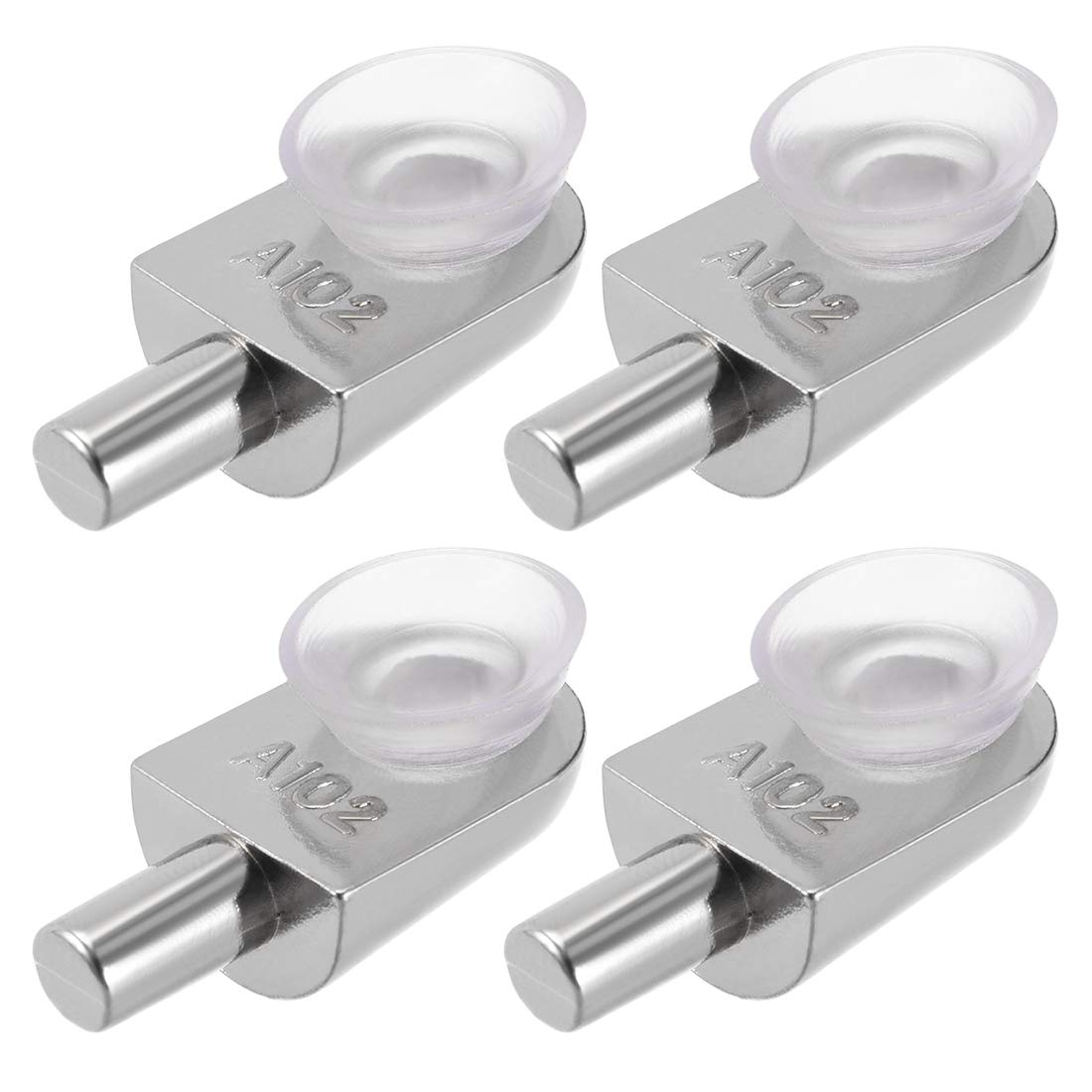 Photo 1 of uxcell Shelf Support Pegs 4pcs Glass Shelf Pins Bracket Zinc Alloy Nail Polished Rod Joint with Suction Cup with 5mm Dia Pin
