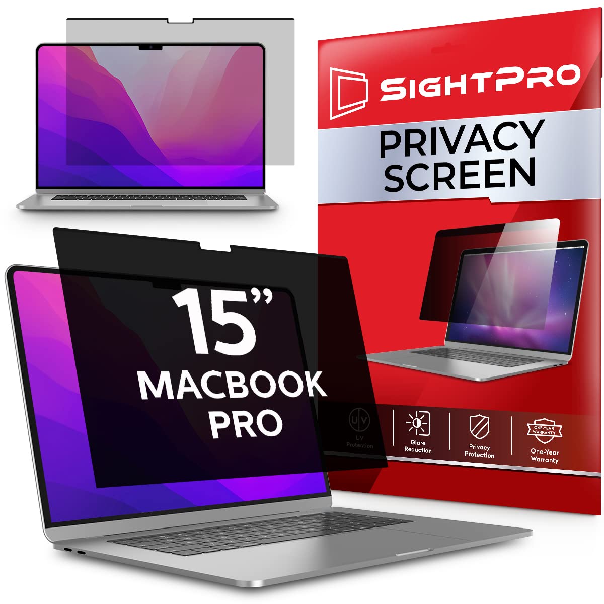 SightPro Magnetic Privacy Screen for MacBook Pro 15 Inch (2016, 2017, 2018, 2019) Removable Laptop Privacy Filter Shield and Protector