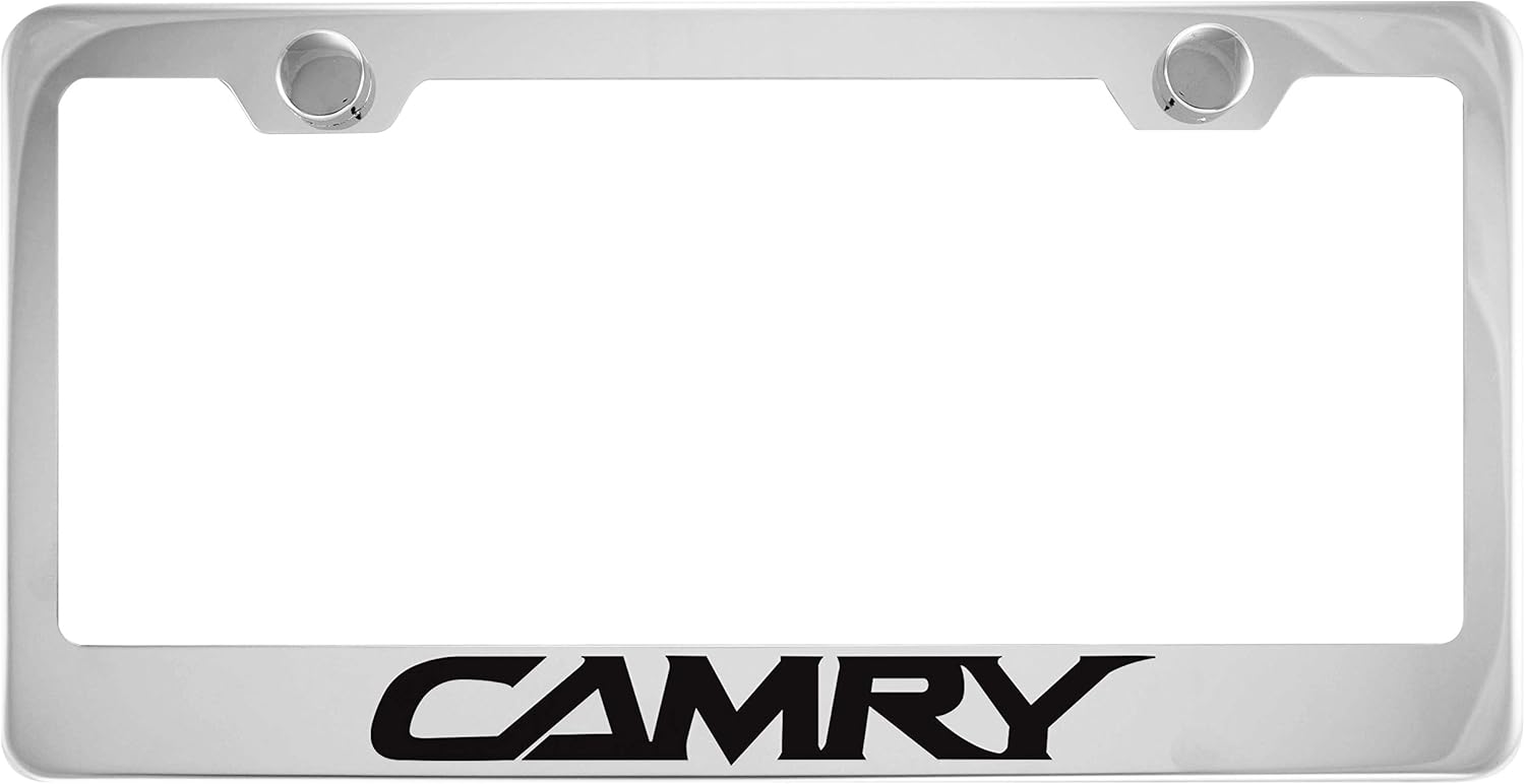 Fit Toyota Camry Chrome License Plate Frame with Cap Stainless Steel