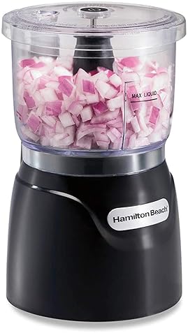 Small Appliances - Hamilton Beach Electric Vegetable Chopper & Mini Food Processor, 3-Cup, 350 Watts, for Dicing, Mincing, and Puree, Black (72850)