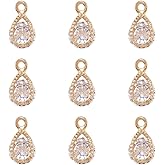 Beadthoven 100pcs Cubic Zirconia Alloy Charms Drop Shaped KC Gold Pendants for Jewelry Making Choker Tiny Dangle Accessories