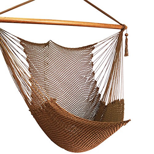 Best Sunshine Large Caribbean Hammock Hanging Chair with Footrest, Large Hammock Net Chair, Polyester (Brown)