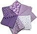 levylisa 19.7” x 19.7” 7pcs Purple Floral Dot Stripe Cotton Fabric Fat Quarter Bundle Patchwork Quilting Fabric Sets Sewing Fabric Patchwork Flower Dots DIY Quilting Handmade Craft