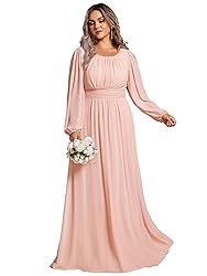 Ever-Pretty Women's Round Neck Long Lantern Sleeves